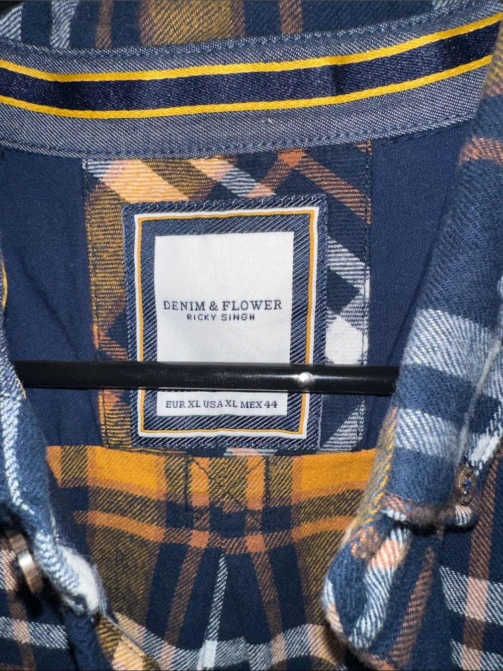 Men's Yellow and Black Plaid Button-Down Shirt - Picture 2 of 4